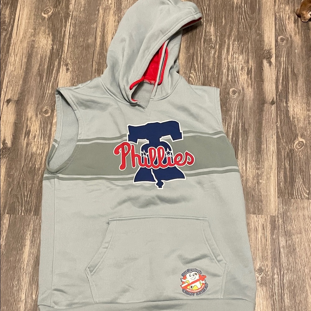 Gray Sleeveless Hoodie with Logo